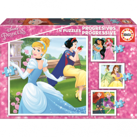 PUZZLE PROGRESIVO 12+16+20+25 PZAS PRINCESAS