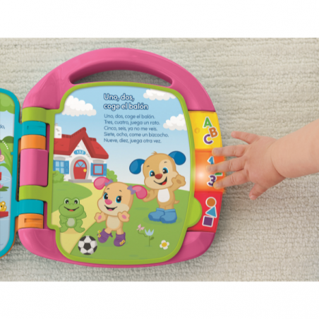 LIBRO APRENDIZAJE DE FISHER-PRICE RIE Y APRENDE LIBRO INTERACTIVO DE APRENDIZAJE ROSA