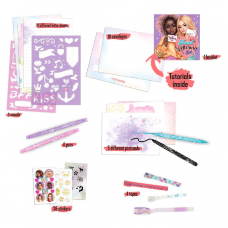 Top model set de cartas y lettering box