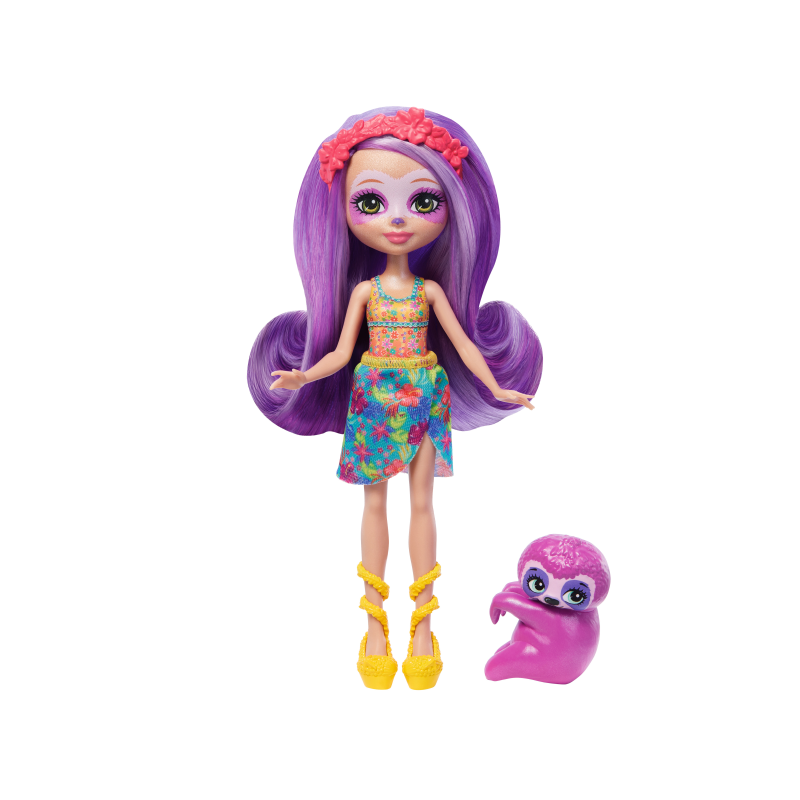 ENCHANTIMALS SUNSHINE ISLAND MUÑECA CON MASCOTA PEREZOSO MORADO