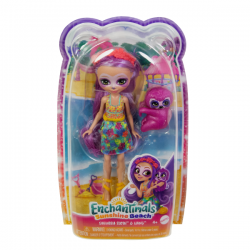 Enchantimals sunshine island muñeca con mascota perezoso morado