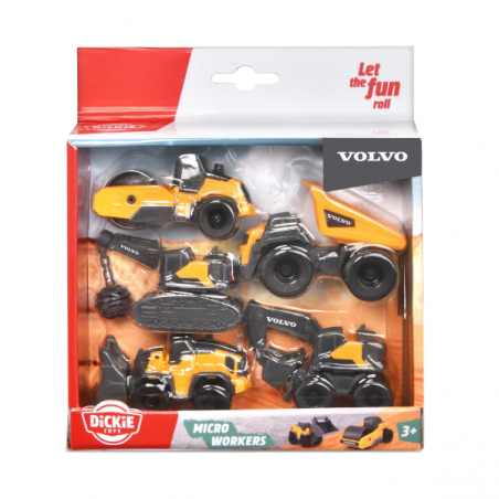 Set 5 vehiculos construccion volvo micro 9 cm