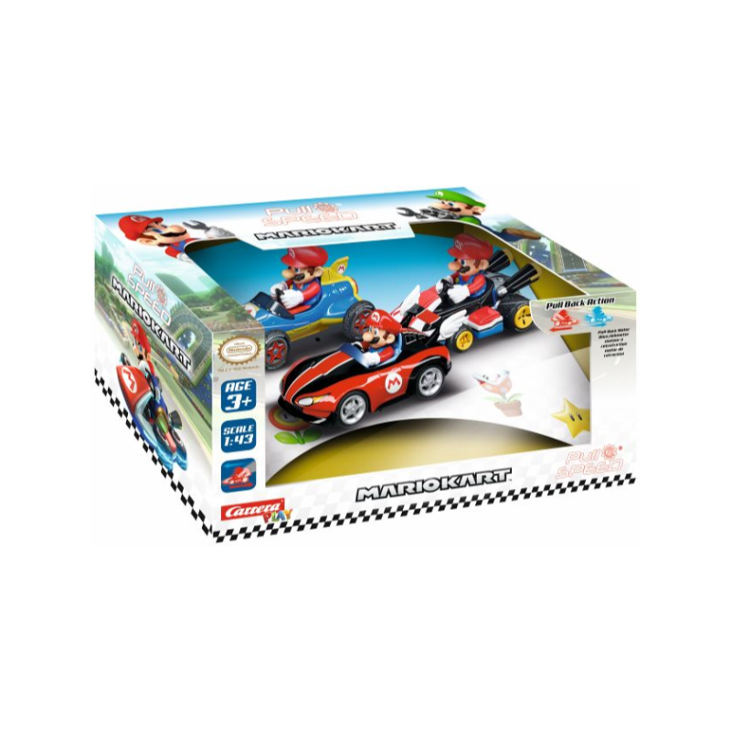 COCHE MARIO KART PULL AND SPEED - MARIO 3 PACK