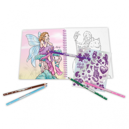 Top model libro para colorear con lentejuelas fairy love