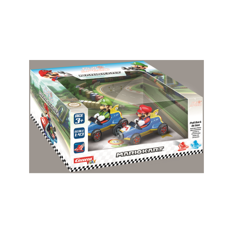 COCHES MARIO KART - MACH 8 TWINPACK PULL AND SPEED MARIO + LUIGI