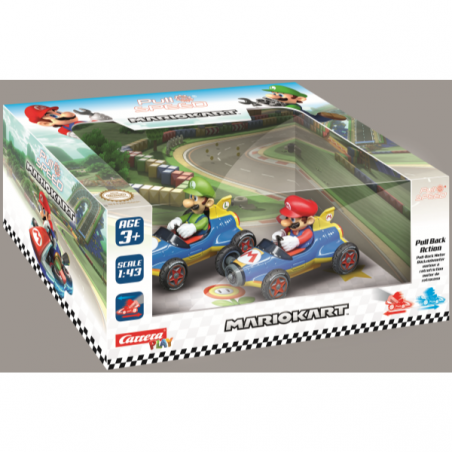 COCHES MARIO KART - MACH 8 TWINPACK PULL AND SPEED MARIO + LUIGI