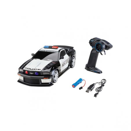 Rc car ford mustang us police 1:12 bateria y cargador con luz y sonido