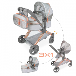 Coche de muñecas 3x1 plegable cityx 73 cm