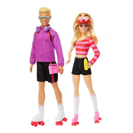 BARBIE Y KEN 65 ANIVERSARIO PACK 2 MUÑECOS PATINADORES CON ACCESORIOS