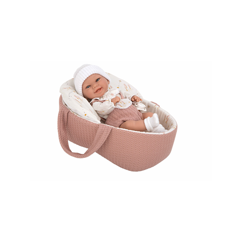 MUÑECA ELEGANCE BABYTO ROSA CON CAPAZO CON BOLSA 33CM