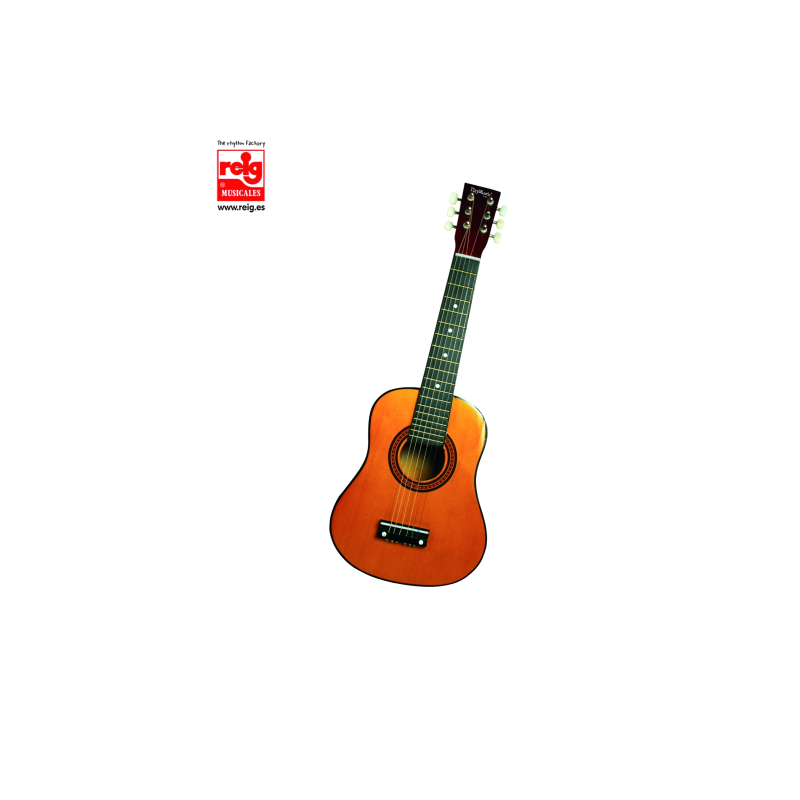 Guitarra española de madera, afinable como instrumento real, estuche.65cm.