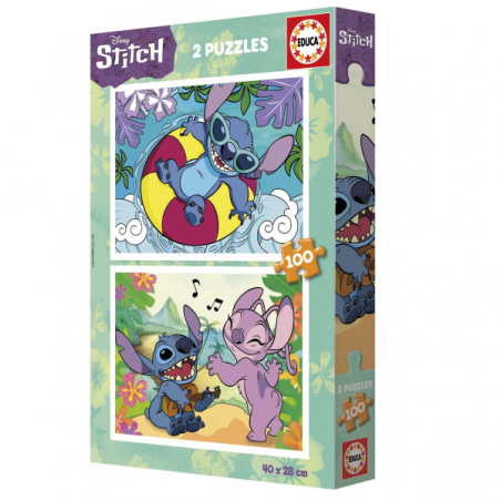 PUZZLE 2 X 100 STITCH CARTON DISNEY