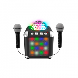 KARAOKE CON 2 MICROFONOS LUCES LED Y DISCO BALL CUBE SING 300