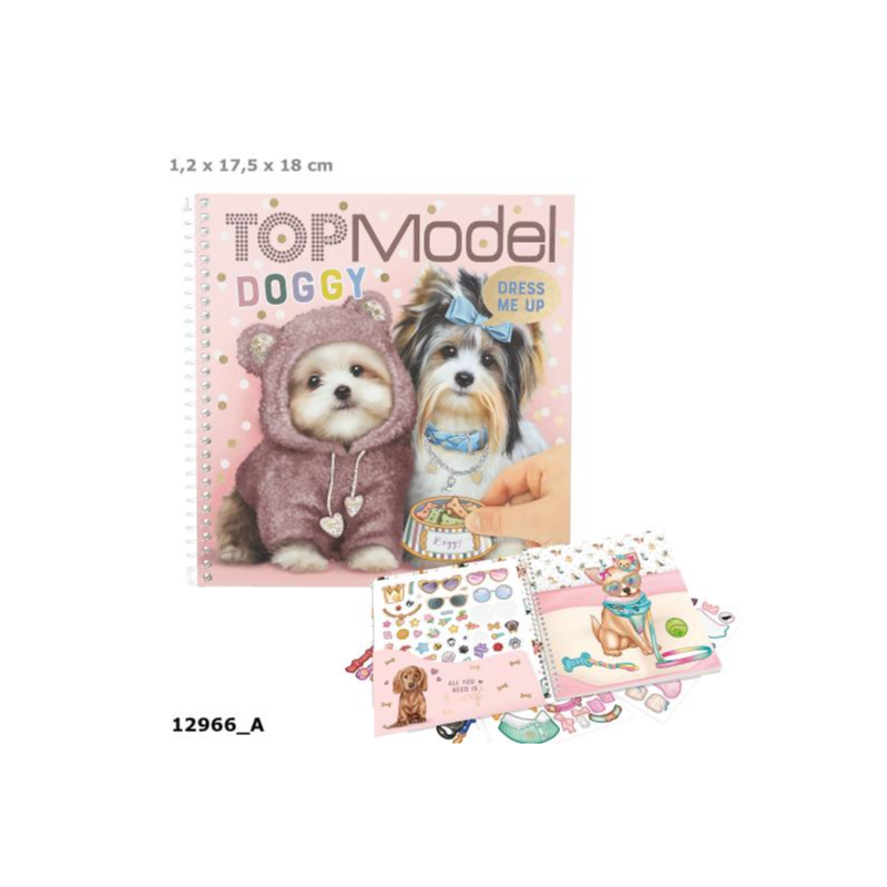 CUADERNO CON CALCOMANIAS TOP MODEL DRESS ME DOGGY