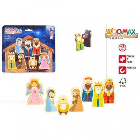 7 FIGURAS BELEN MADERA MAGNETICAS WOOMAX-BL