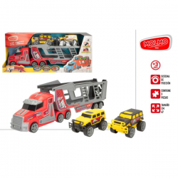 CAMION PORTAVEHICULOS FRICCION CON DOS COCHES 47CM