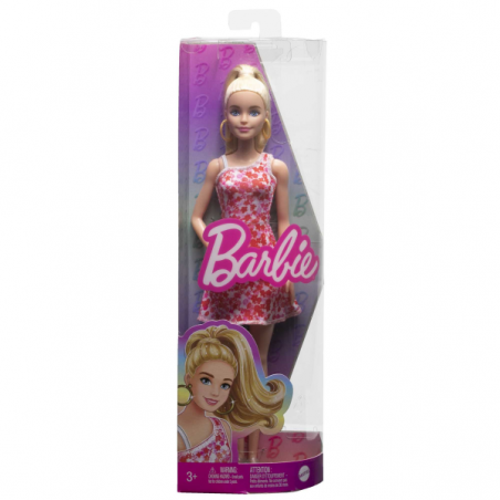 Barbie fashionista vestido rosa flores