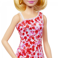 Barbie fashionista vestido rosa flores