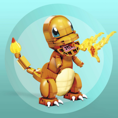 Mega construx pokemon construye y muestra charmander