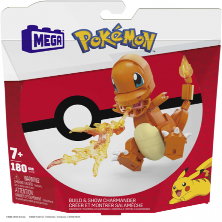 Mega construx pokemon construye y muestra charmander