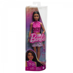 Barbie fashionistas vestido rock rosa y metalico