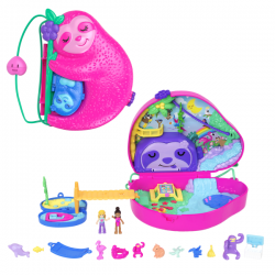 POLLY POCKET COFRE FAMILIA DE PEREZOSOS 2 EN 1