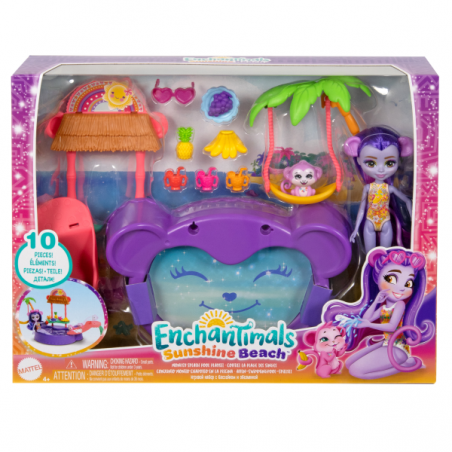 Enchantimals sunshine island muñeca mono con piscina y accesorios