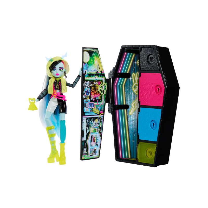 MONSTER HIGH SKULLTIMATE SECRETS MUÑECA FRANKIE STEIN CON ARMARIO NEON FRIGHTS