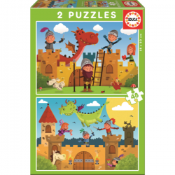 PUZZLE 2X48 PIEZAS DRAGONES Y CABALLEROS