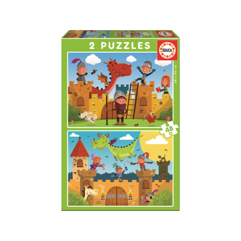 PUZZLE 2X48 PIEZAS DRAGONES Y CABALLEROS