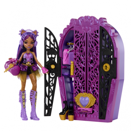 MONSTER HIGH SKULLTIME SECRETS 4 MUÑECA CLAWDEEN WOLF CON ARMARIO