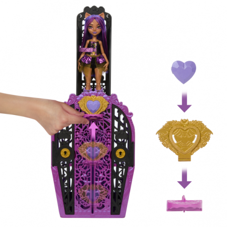 Monster high skulltime secrets 4 muñeca clawdeen wolf con armario