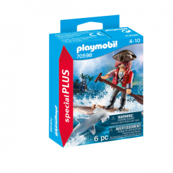 PIRATA CON BALSAS Y TIBURON MARTILLO PLAYMOBIL SPECIAL PLUS