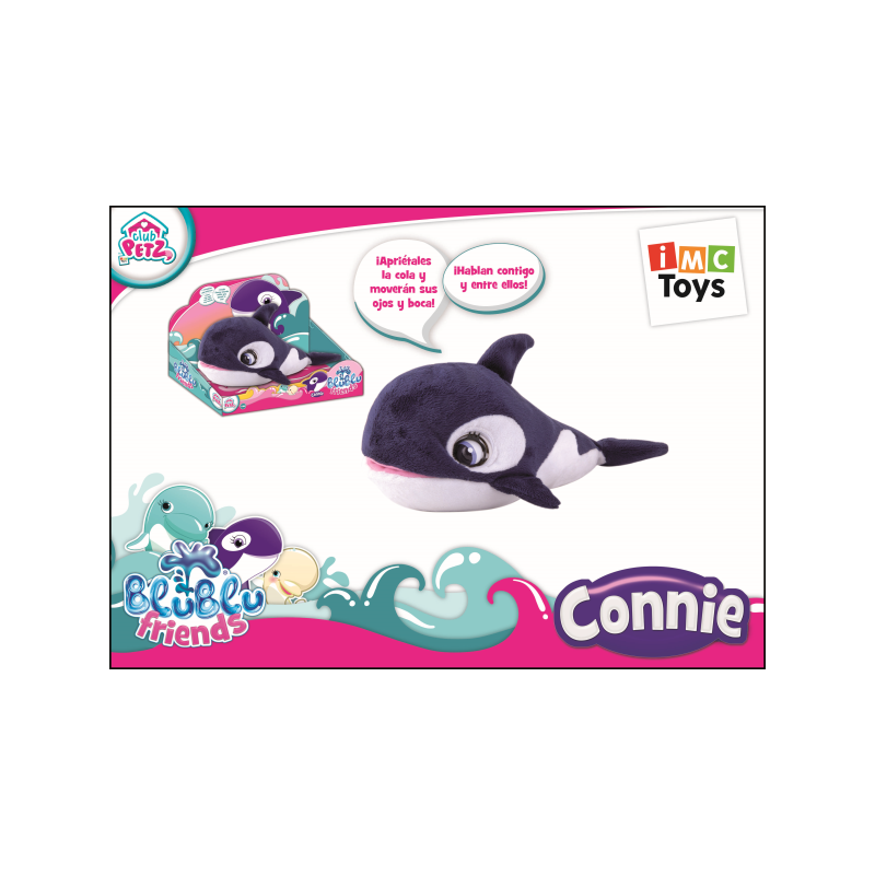 CONNIE BLU BLU FRIENDS. Connie la orca interactiva que mueve los ojos y boca. Hablan entre ellos y c