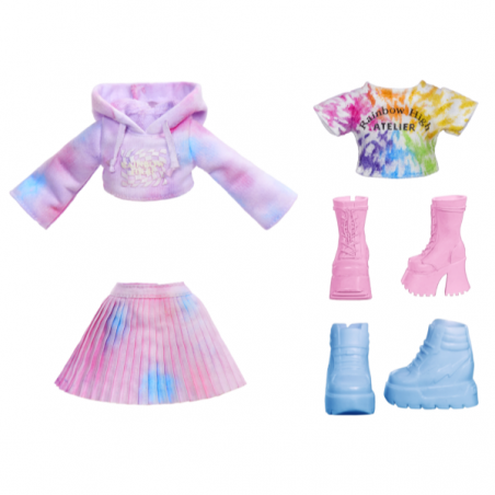 Rainbow high muñeca watercolor and create tie-dye - ojos morados