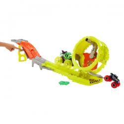 HOT WHEELS MONSTER TRUCKS RACE AND CHASE CHALLENGE PISTA CON 2 COCHES