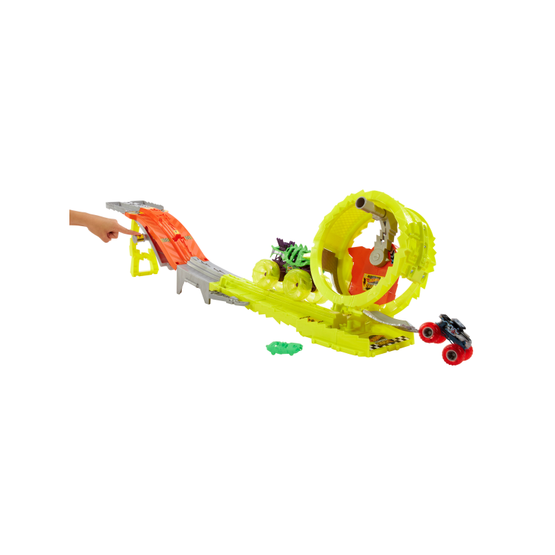 HOT WHEELS MONSTER TRUCKS RACE AND CHASE CHALLENGE PISTA CON 2 COCHES