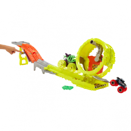 HOT WHEELS MONSTER TRUCKS RACE AND CHASE CHALLENGE PISTA CON 2 COCHES