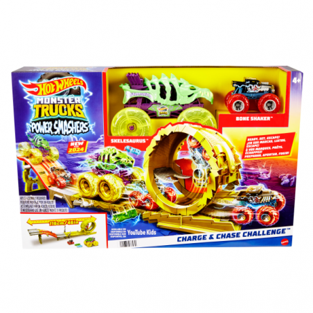 Hot wheels monster trucks race and chase challenge pista con 2 coches