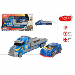 CAMION PORTAVEHICULOS FRICCION CON COCHE RACING 36CM