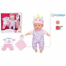 BEBE BLANDITO 32CM CON ACCESORIOS ROPA COLORBABY S