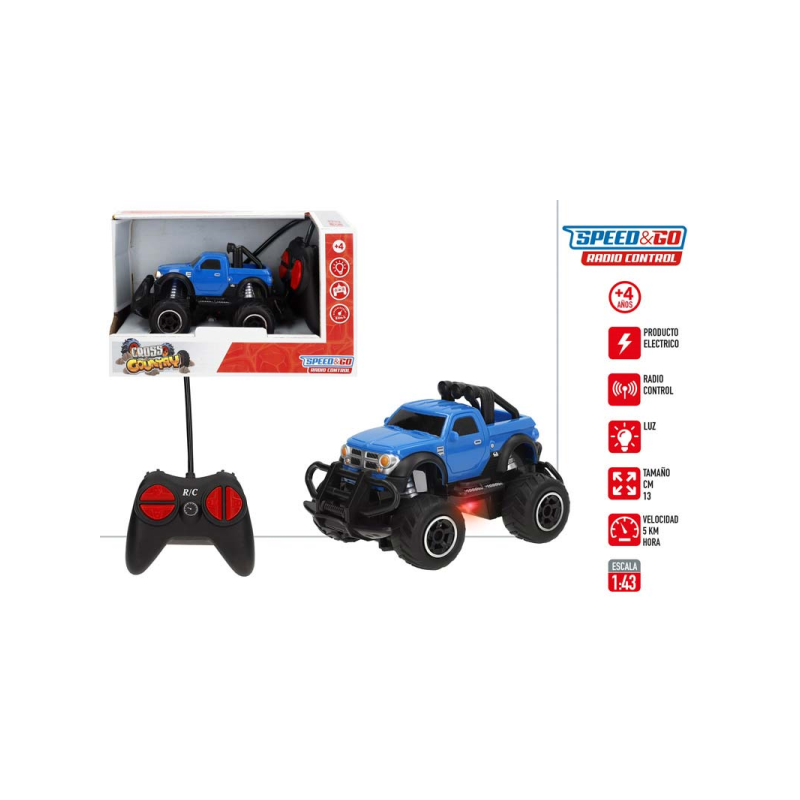 COCHE RC 1:43 PICK UP 13CM FULL FUNCTION CON LUZ SPEED AND GO SURTIDO