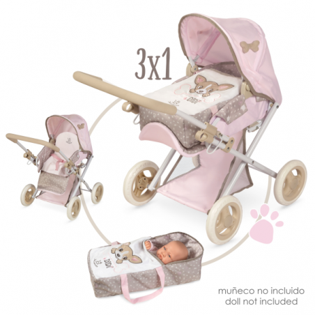 Coche silla muñeca 3x1 peq 53cm didi