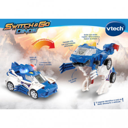 Switch & go dino patrulla tericinosaurio coche policia