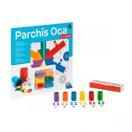 TABLERO PARCHIS-OCA 6 JUGADORES 40CM Y ACCESORIOS