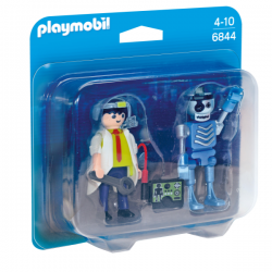 Para completar tus mundos PLAYMOBIL. Figuras coleccionables. Incluye dos figuras: científico y robot