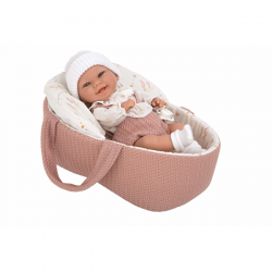 MUÑECA ELEGANCE BABYTO ROSA CON CAPAZO CON BOLSA 33CM