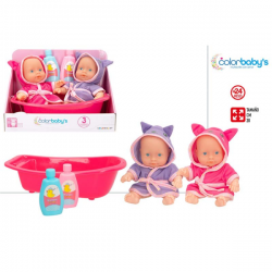 SET BAÑO 2 BEBES 20CM CON ACCESORIOS COLORBABY S