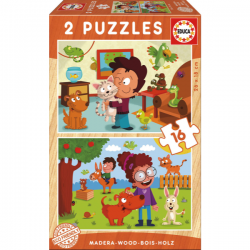 PUZZLE MADERA 2X16 PIEZAS MASCOTAS